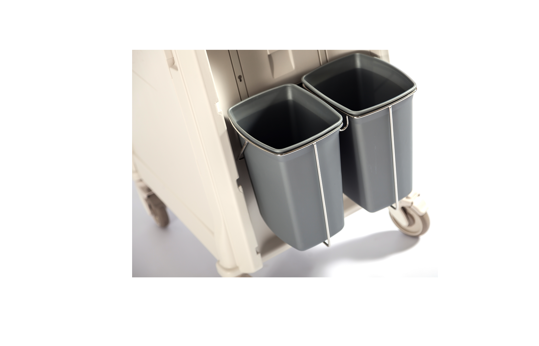 Bracket Waste Bin Double including Bins for Trolley Side Mount - Image 2