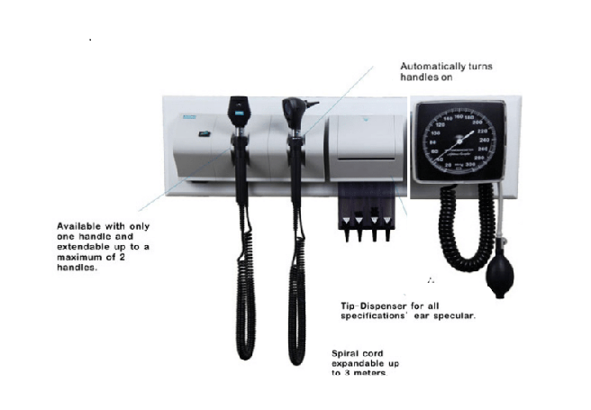 Diagnostic Set DW1060 - Wall Mounted Opthalmoscope, Ottoscope, BP Meter , Ear Specula