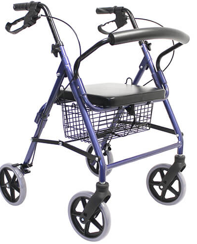 Rollator Loop Brakes 8" Wheels - Aluminium - Image 2