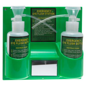 Emergency Eyewash Station – Wall-Mounted with 2 Refillable Bottles and Mirror