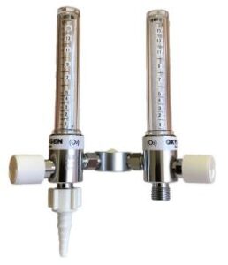 O2 Flow Meter Connection Double Extended O2 Flow meter, Ball and tube type 0-15 l/min with Heyer ...