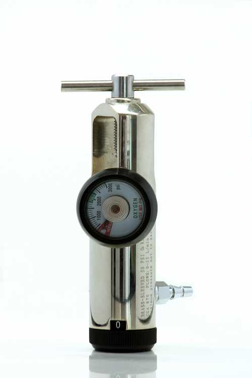 O2 Regulator - Pin Index Single Gauge American Style Type Aluminum